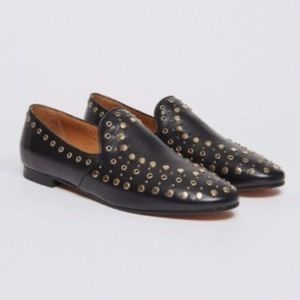 SANDRO | Leather Stud Accent Loafers